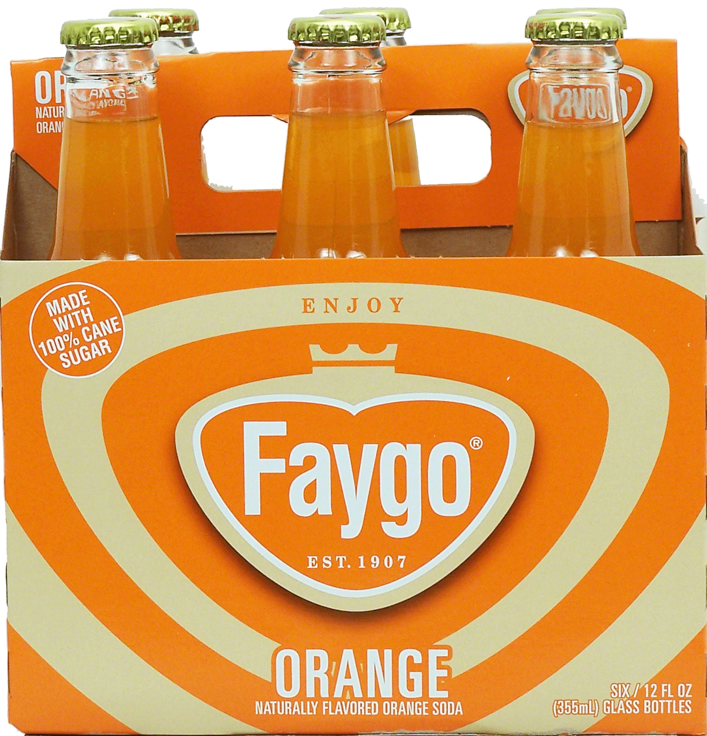 Faygo  orange flavor soda, made with 100% cane sugar, 12-fl. oz. Full-Size Picture